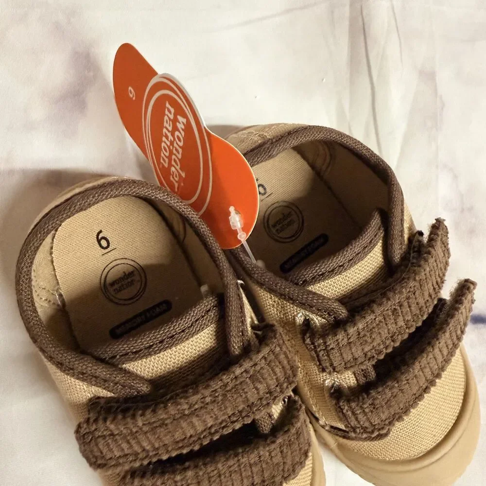 Wonder Nation Baby & Toddler Kids Two-Strap Bump Toe Sneakers